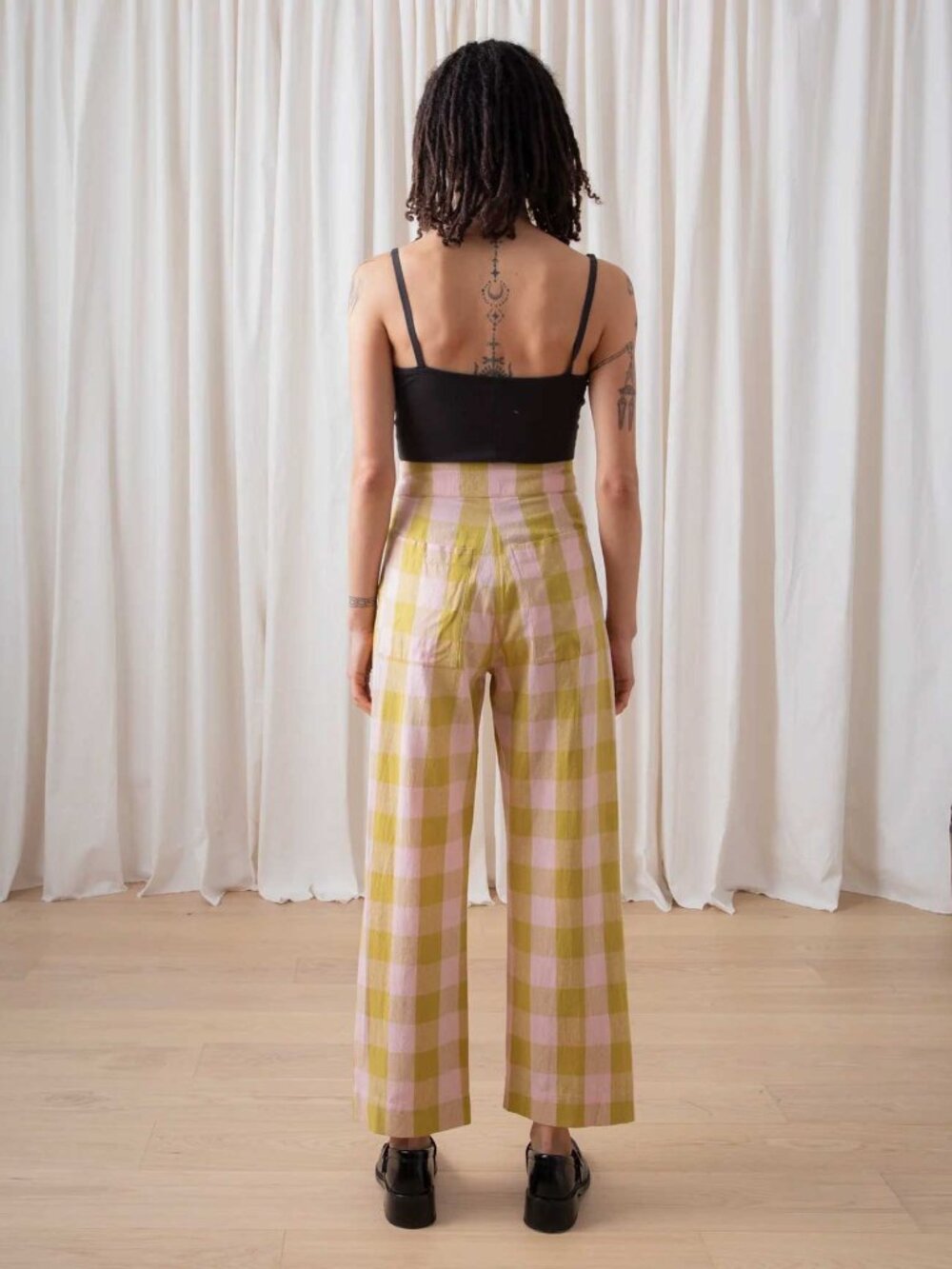 NWOT - Ali Golden - Silk Fly Front Pant - Chartreuse/Pink - Small - Picture 2 of 4